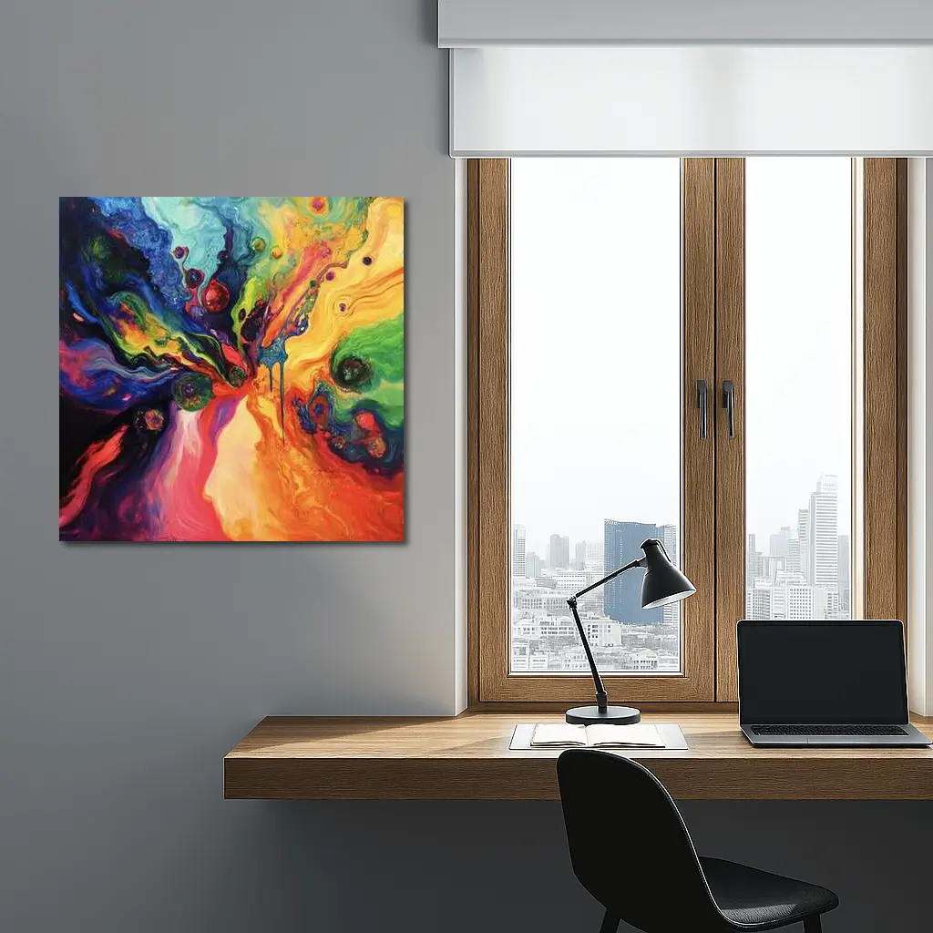 Colorful Abstract Fluid Art Explosion Painting – Wall Art