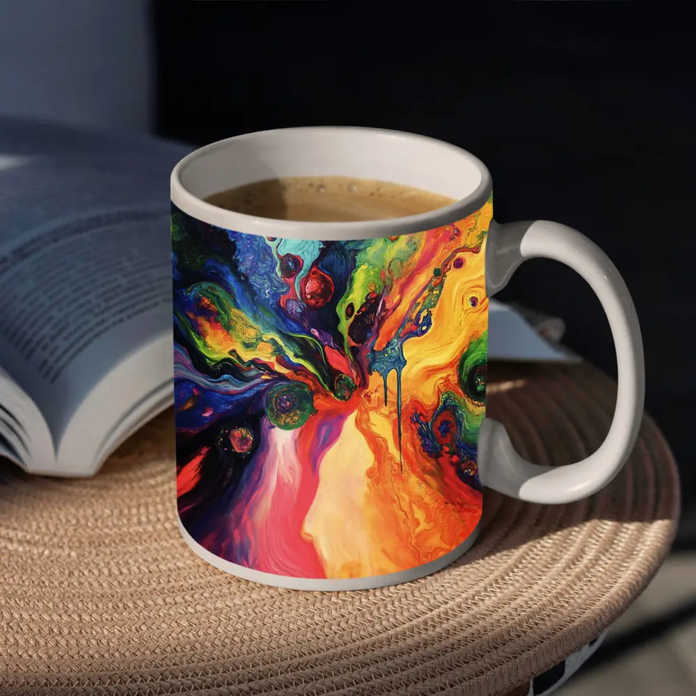 Colorful Abstract Fluid Art Explosion Painting – Mugs