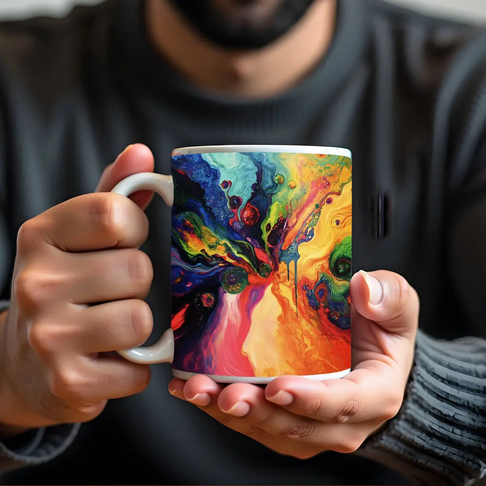 Colorful Abstract Fluid Art Explosion Painting – Mugs