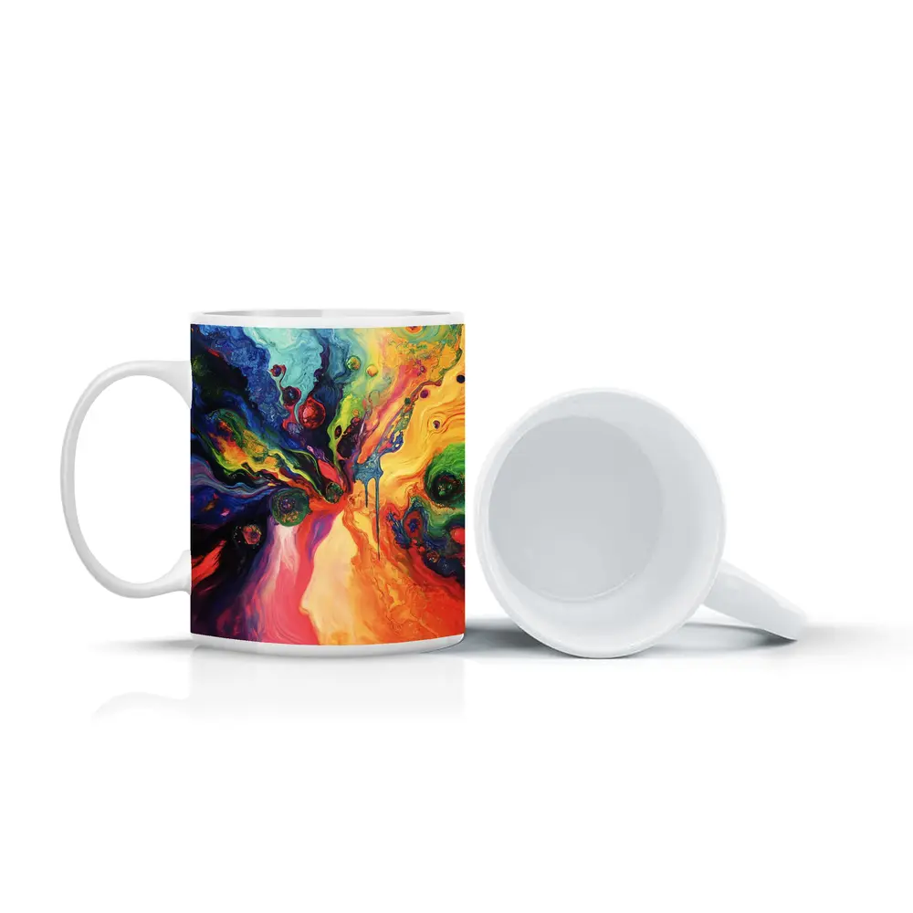 Colorful Abstract Fluid Art Explosion Painting – Mugs