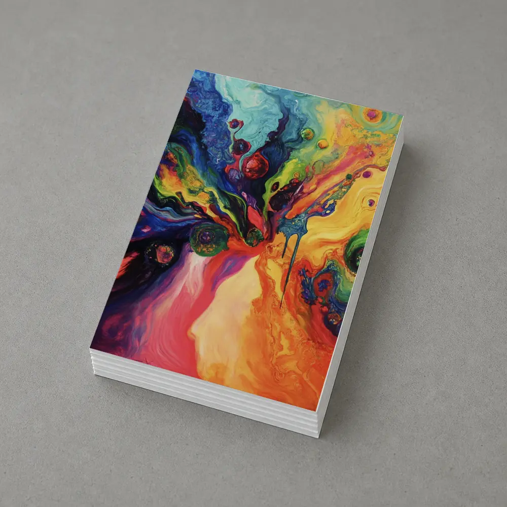 Colorful Abstract Fluid Art Explosion Painting – Postcards