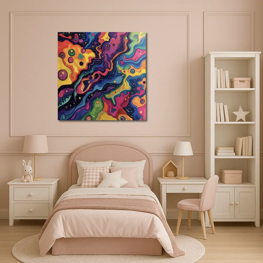 Trippy Colorful Abstract Cosmic Swirl Painting – Wall Art