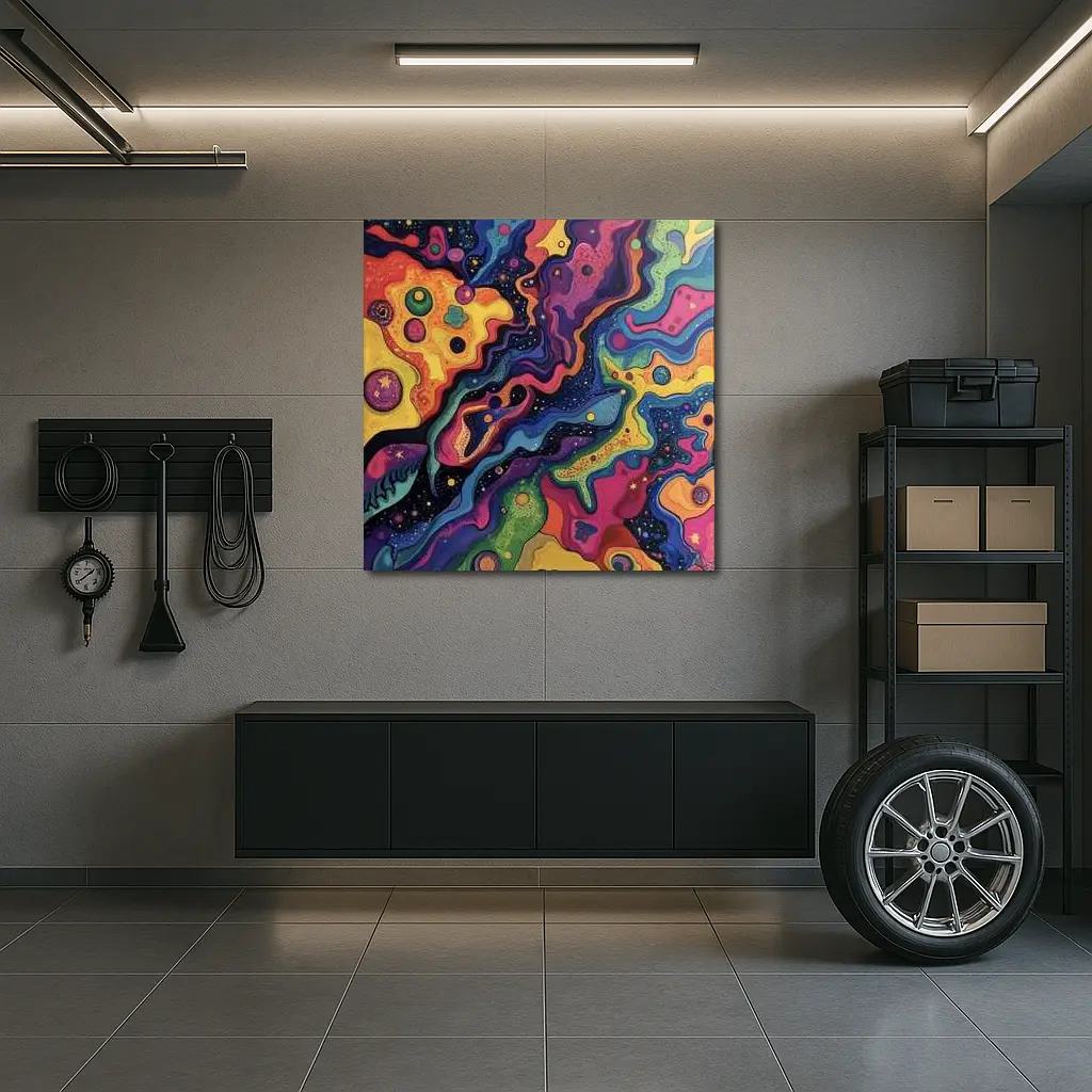 Trippy Colorful Abstract Cosmic Swirl Painting – Wall Art