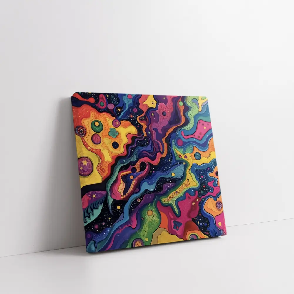 Trippy Colorful Abstract Cosmic Swirl Painting – Wall Art