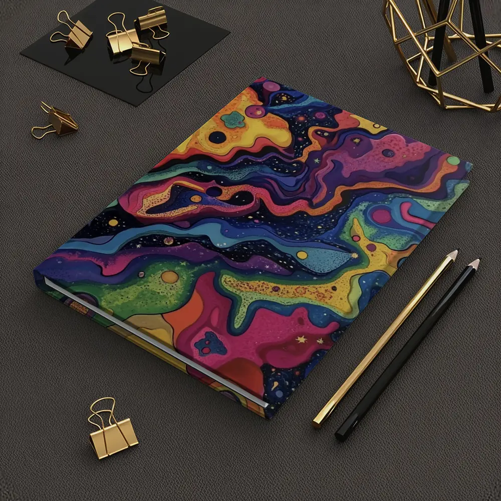 Trippy Colorful Abstract Cosmic Swirl Painting – Notebooks