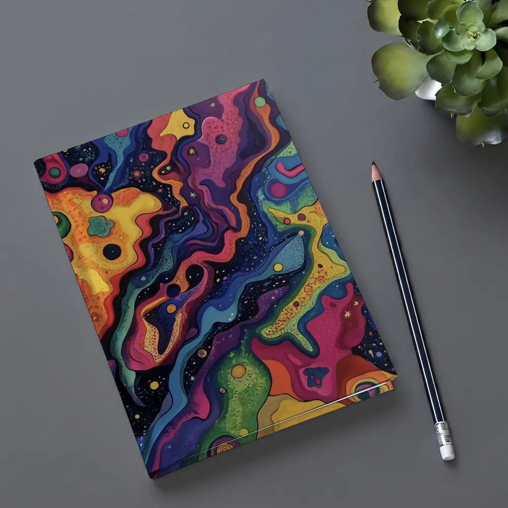 Trippy Colorful Abstract Cosmic Swirl Painting – Notebooks