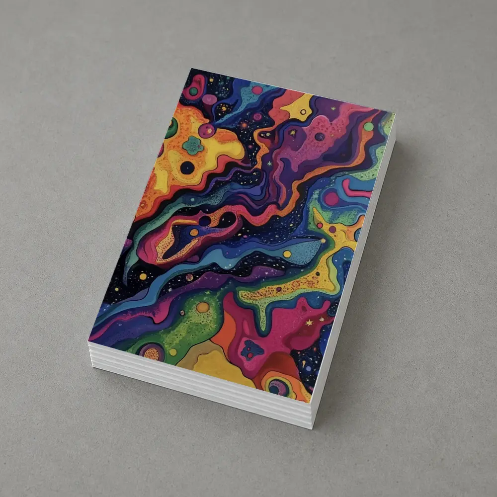 Trippy Colorful Abstract Cosmic Swirl Painting – Postcards
