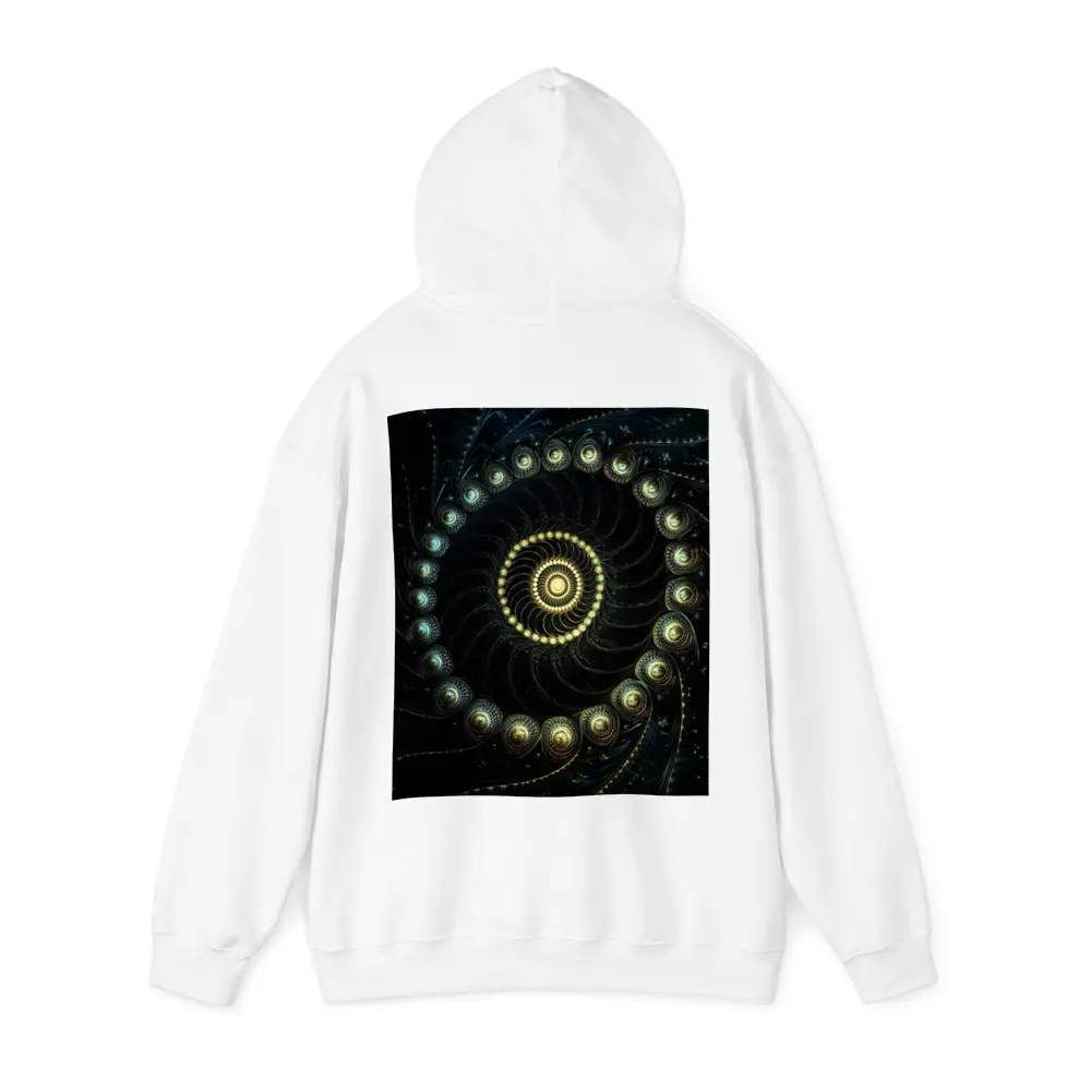 Dark Fractal Spiral Gold Glowing Abstract Art – Hoodies