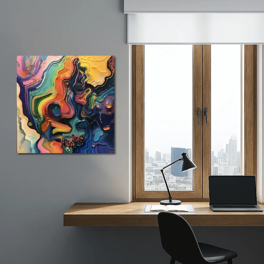 Colorful Abstract Fluid Art Swirling Waves – Wall Art