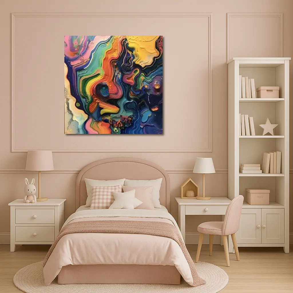 Colorful Abstract Fluid Art Swirling Waves – Wall Art