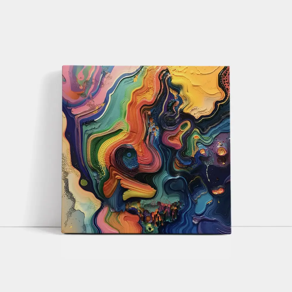 Colorful Abstract Fluid Art Swirling Waves – Wall Art