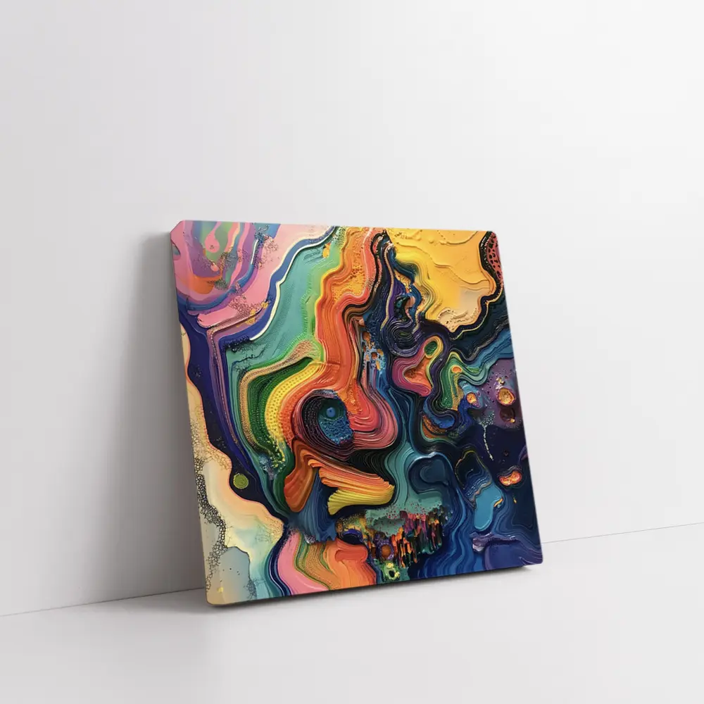 Colorful Abstract Fluid Art Swirling Waves – Wall Art