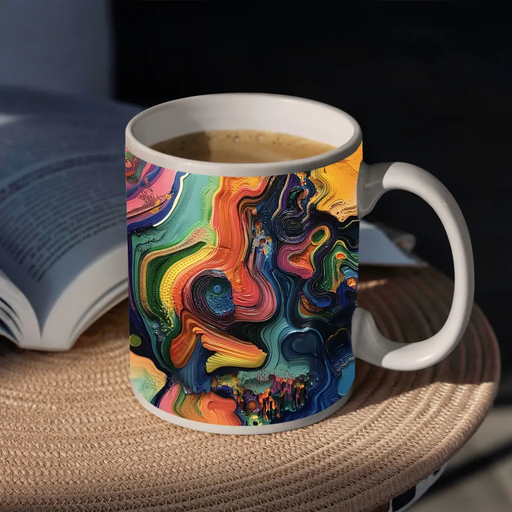 Colorful Abstract Fluid Art Swirling Waves – Mugs