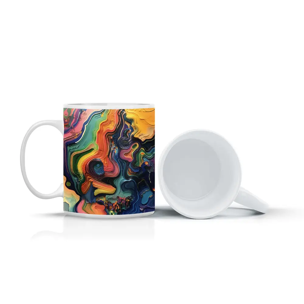Colorful Abstract Fluid Art Swirling Waves – Mugs