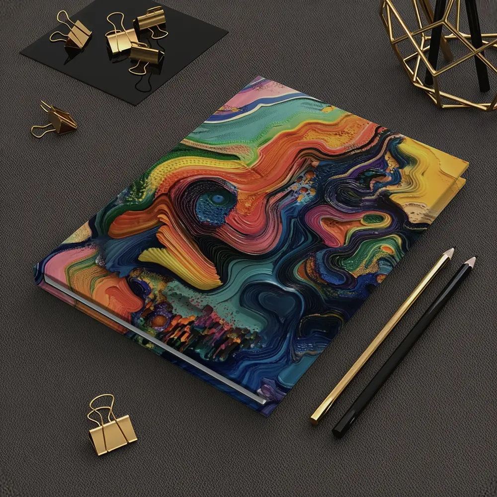 Colorful Abstract Fluid Art Swirling Waves – Notebooks
