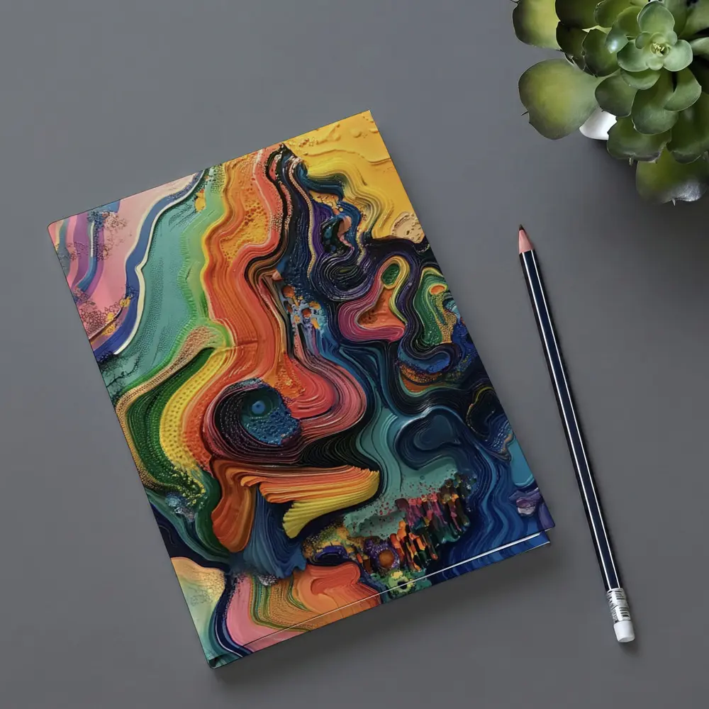 Colorful Abstract Fluid Art Swirling Waves – Notebooks