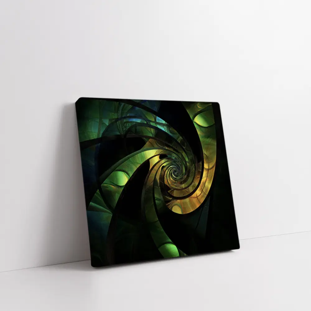 Dark Green Spiral Fractal Abstract Art – Wall Art