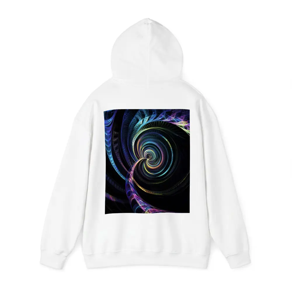Colorful Fractal Spiral on Black Background – Hoodies