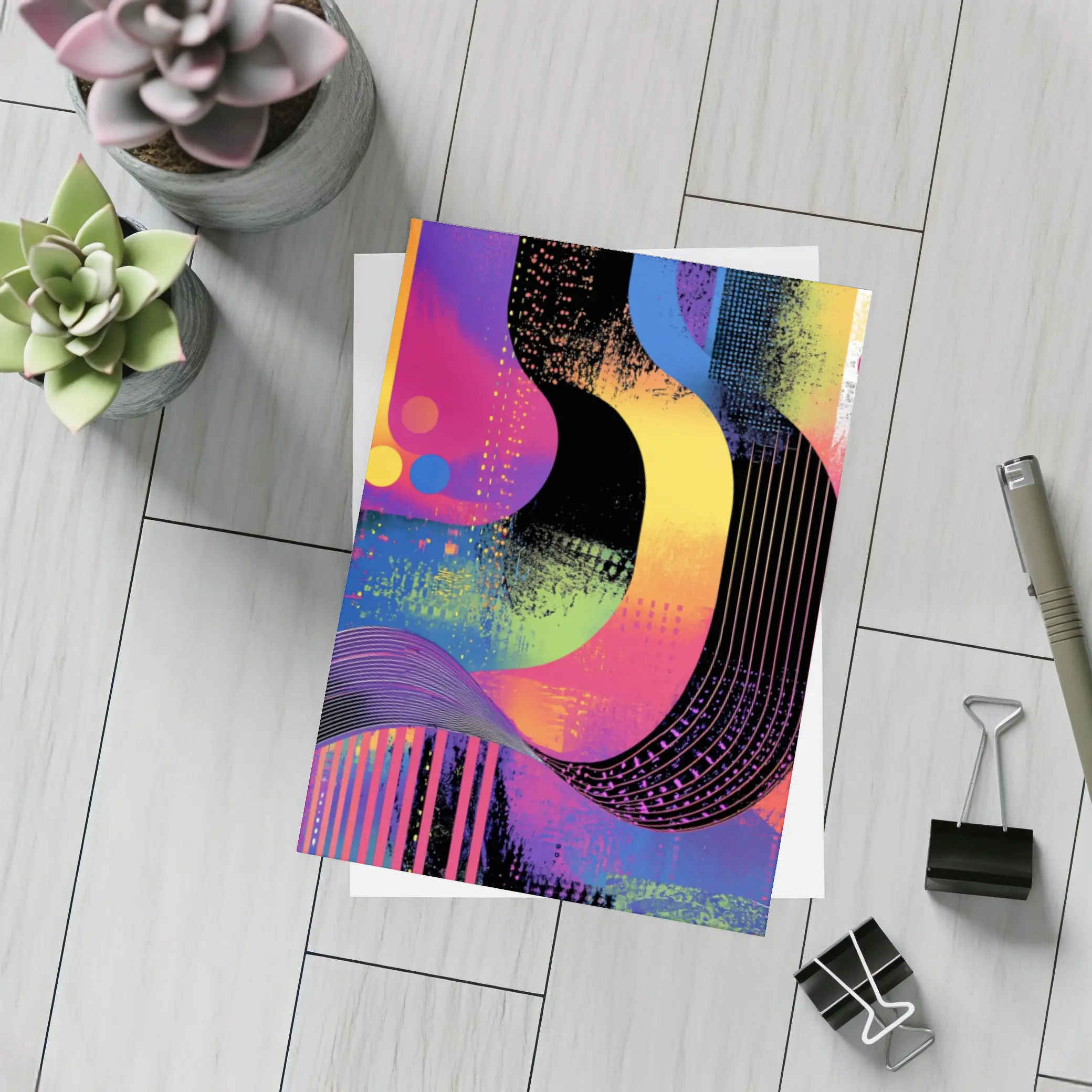 Bold Abstract Grunge Art Colorful Urban Design – Postcards