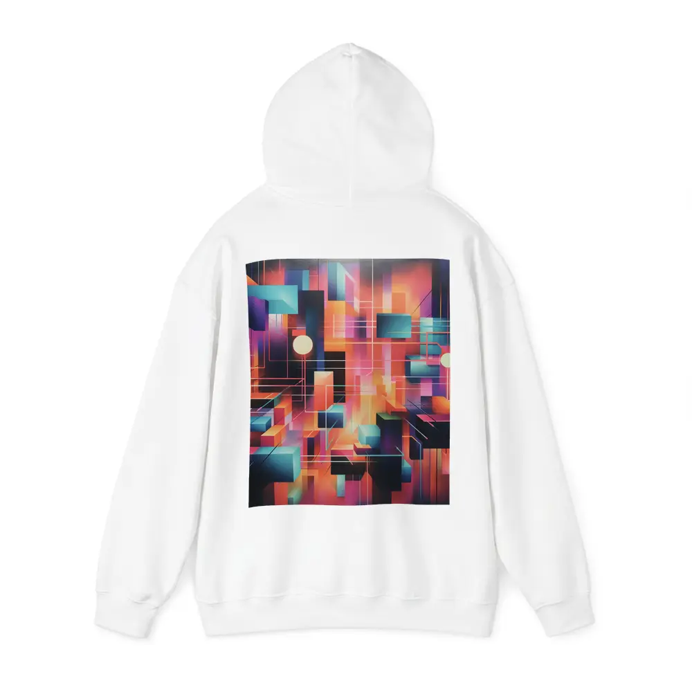 Geometric Abstract Coral Orange Purple Cubist Art – Hoodies