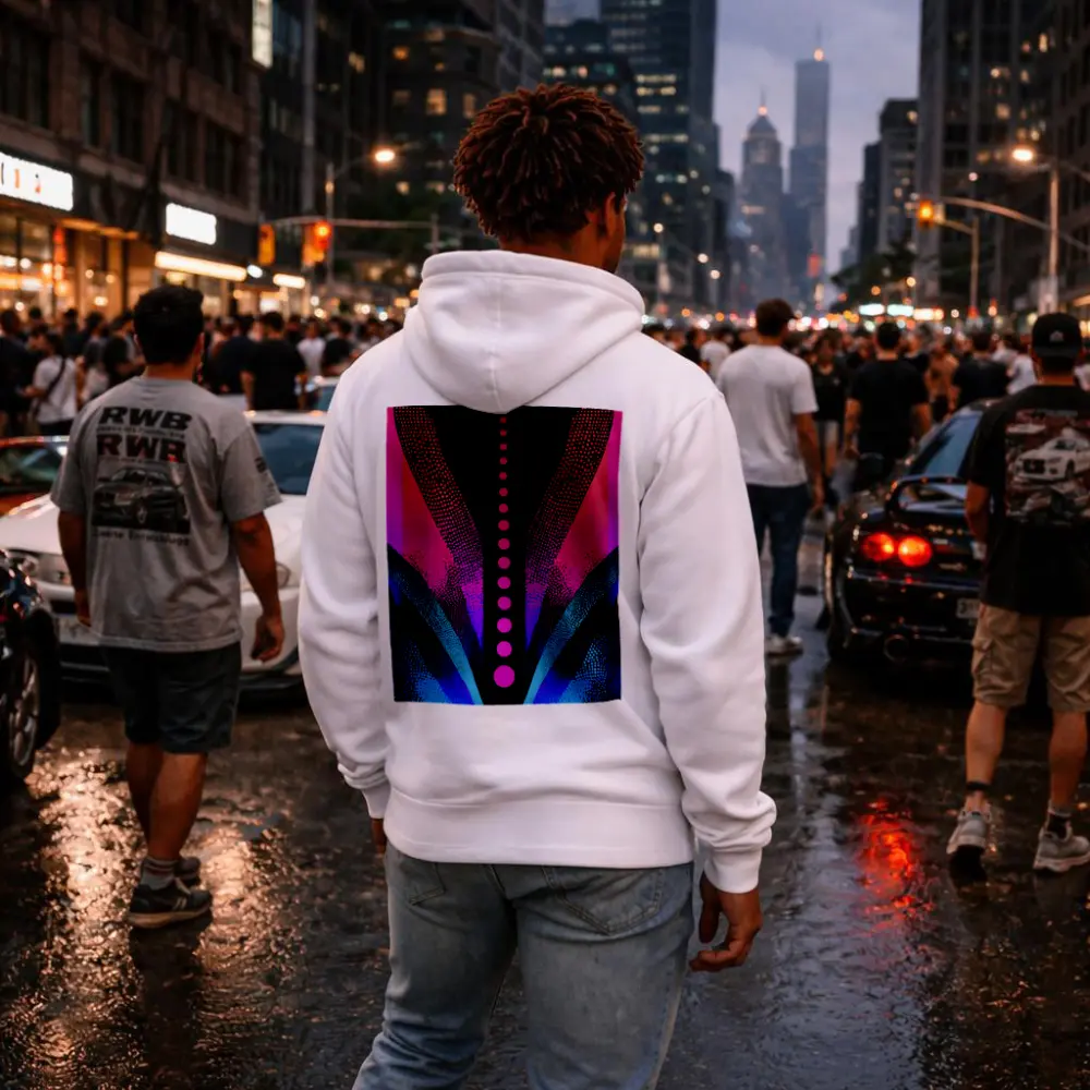 Neon Dotwork Abstract Pink Blue Dark – Hoodies