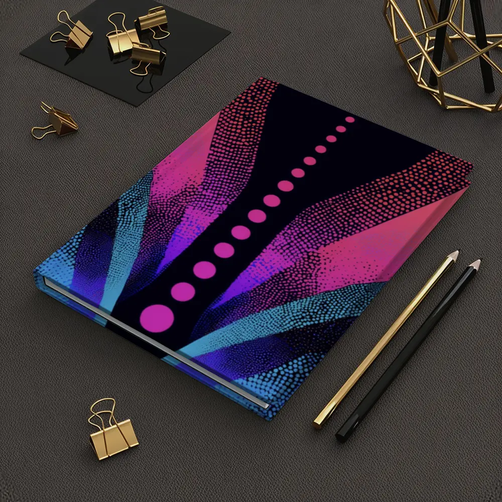 Neon Dotwork Abstract Pink Blue Dark – Notebooks