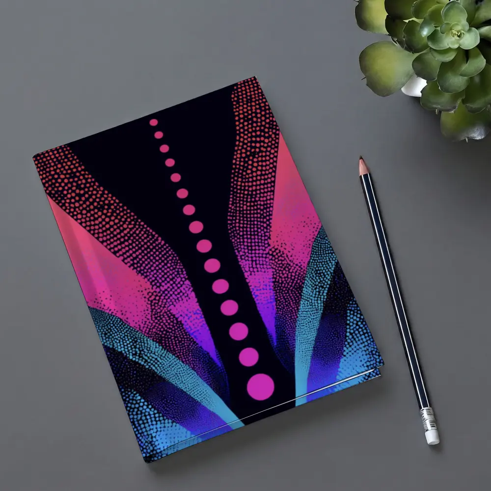 Neon Dotwork Abstract Pink Blue Dark – Notebooks