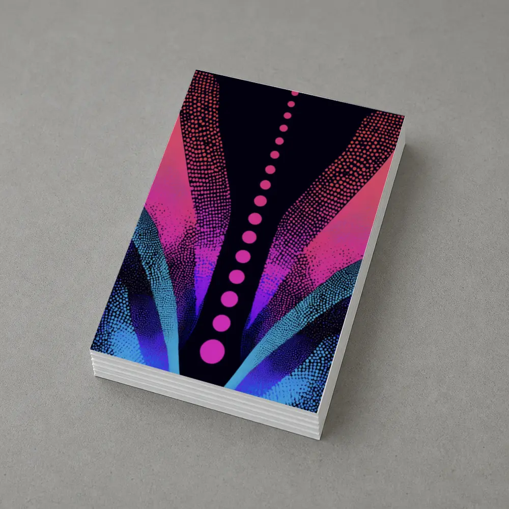 Neon Dotwork Abstract Pink Blue Dark – Postcards