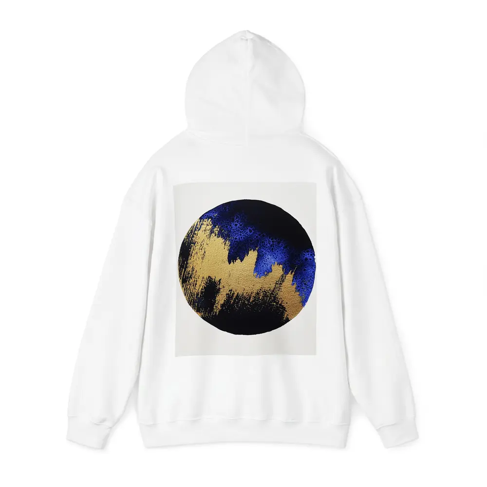 Gold Blue Black Abstract Circle Moon Art – Hoodies