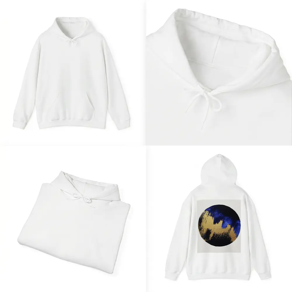 Gold Blue Black Abstract Circle Moon Art – Hoodies