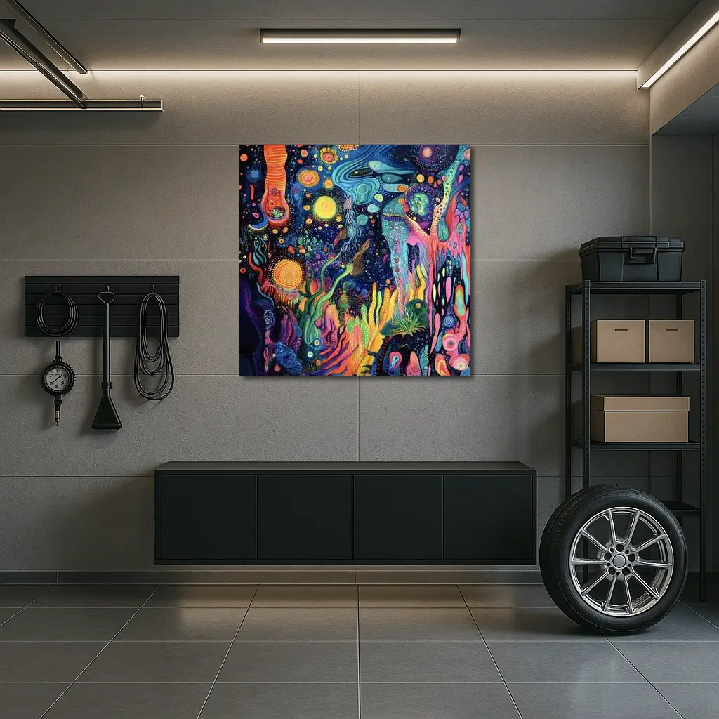 Psychedelic Cosmic Fantasy Art Dark Background – Wall Art