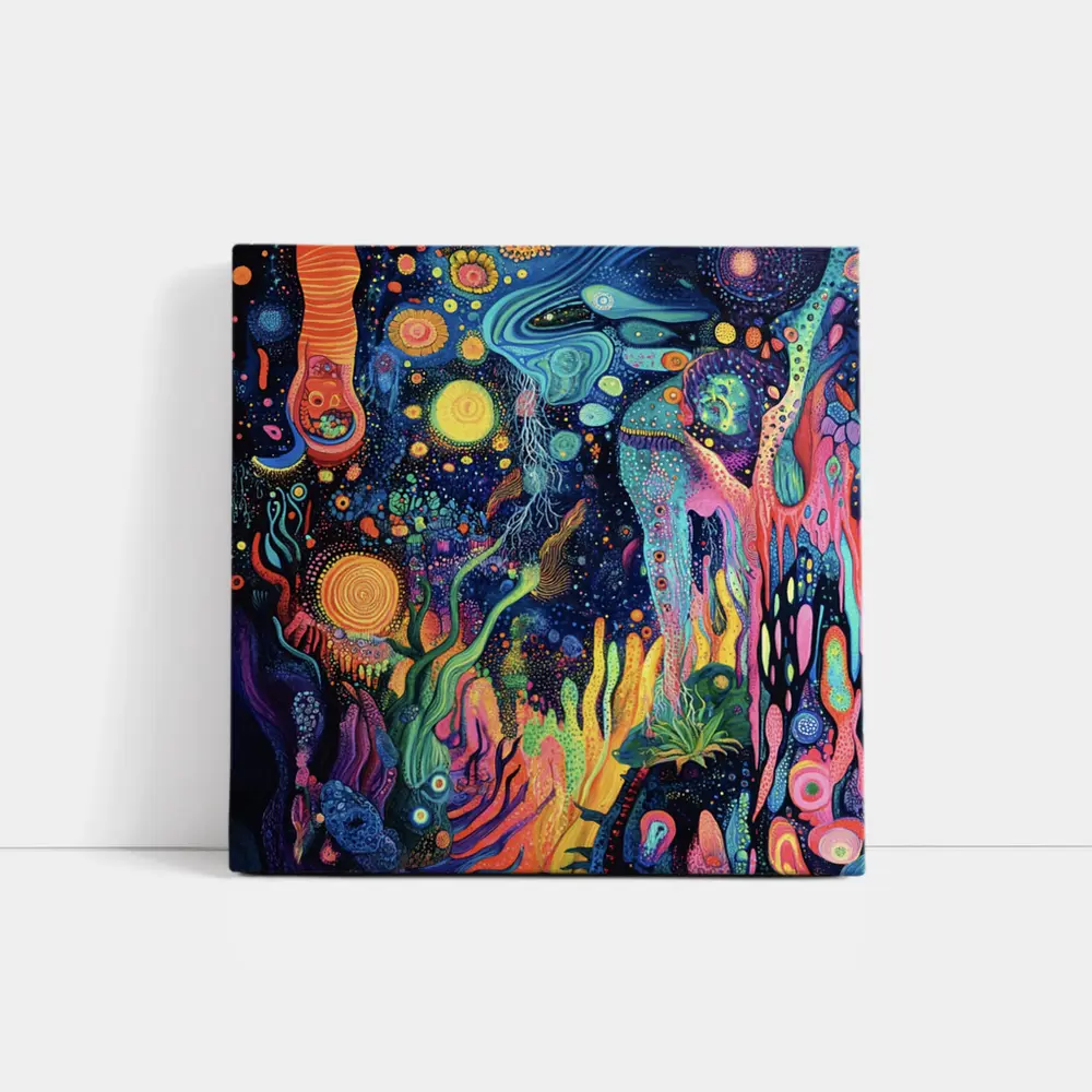 Psychedelic Cosmic Fantasy Art Dark Background – Wall Art