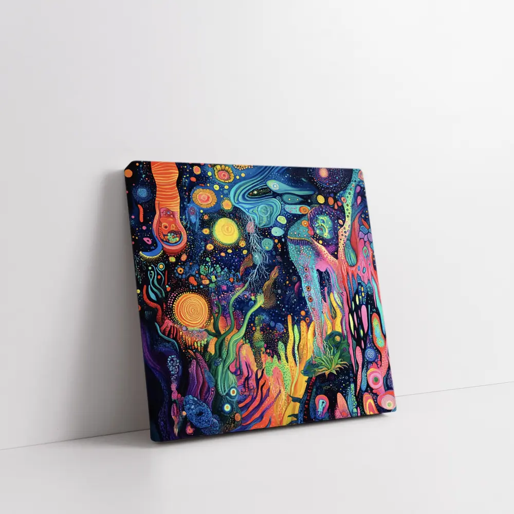Psychedelic Cosmic Fantasy Art Dark Background – Wall Art