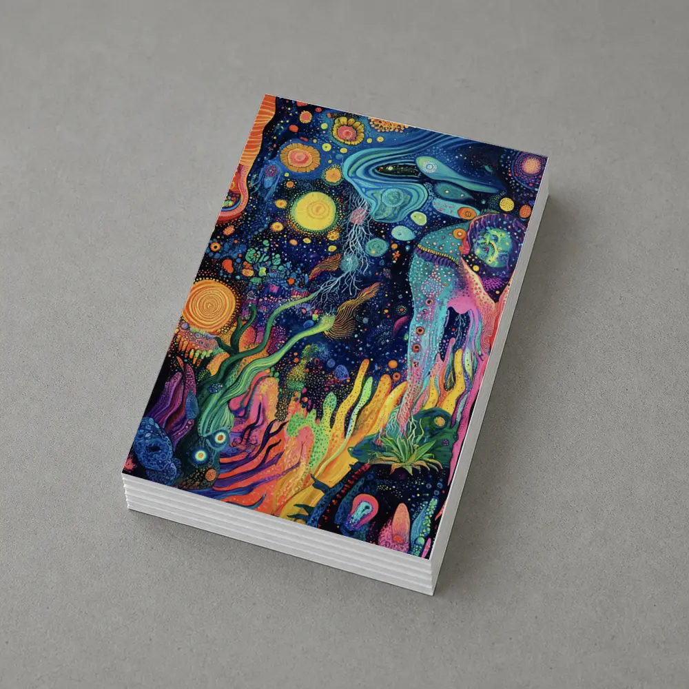 Psychedelic Cosmic Fantasy Art Dark Background – Postcards