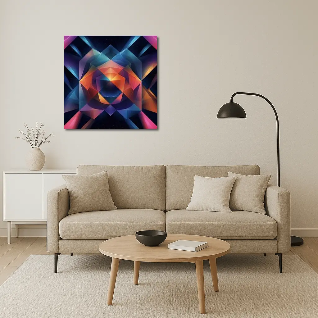 Geometric Abstract Art Dark Space Background – Wall Art