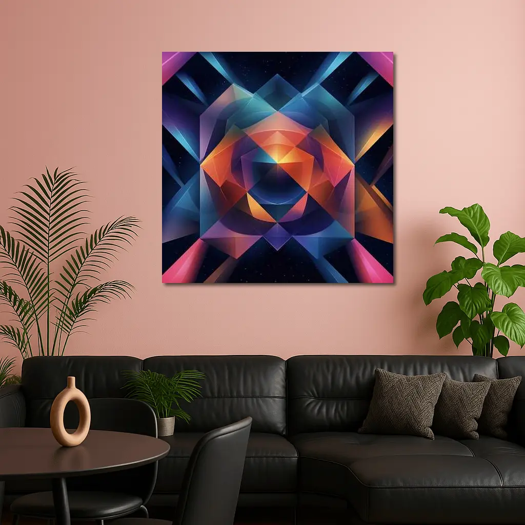 Geometric Abstract Art Dark Space Background – Wall Art