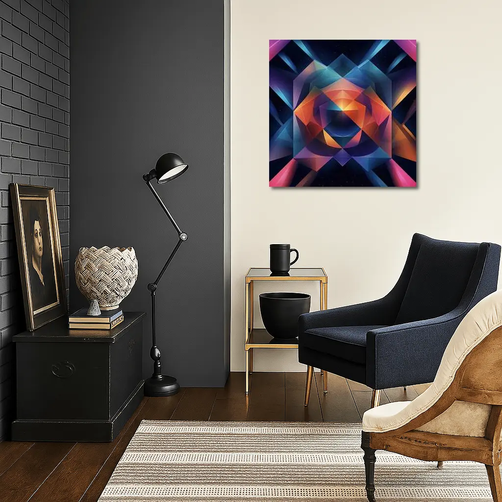 Geometric Abstract Art Dark Space Background – Wall Art