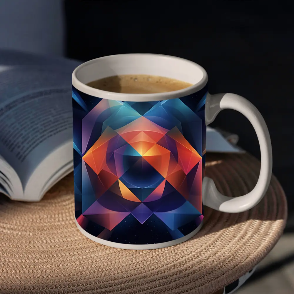 Geometric Abstract Art Dark Space Background – Mugs