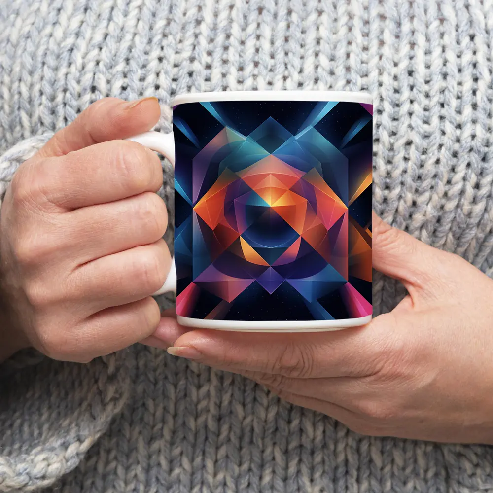 Geometric Abstract Art Dark Space Background – Mugs
