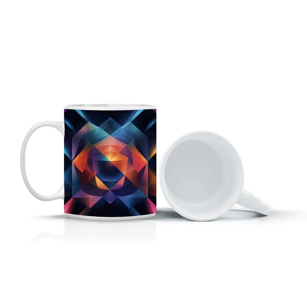 Geometric Abstract Art Dark Space Background – Mugs