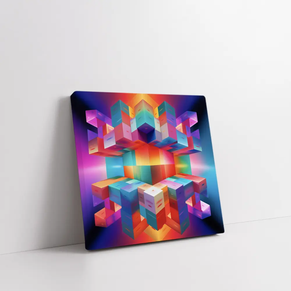 Colorful 3D Cubes Abstract Geometric Art – Wall Art
