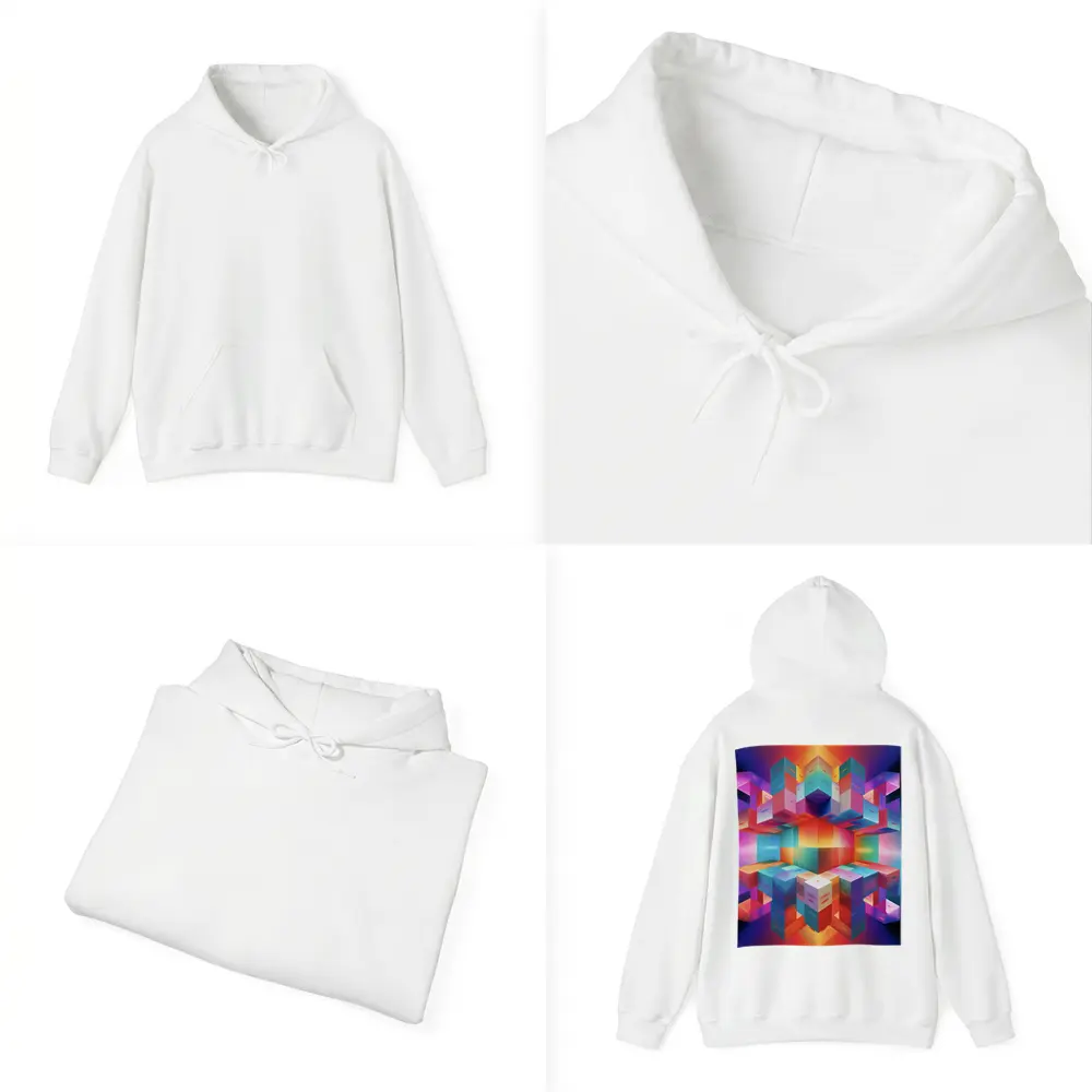 Colorful 3D Cubes Abstract Geometric Art – Hoodies
