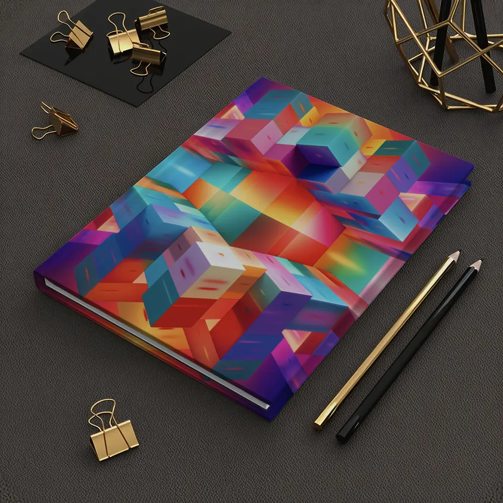 Colorful 3D Cubes Abstract Geometric Art – Notebooks
