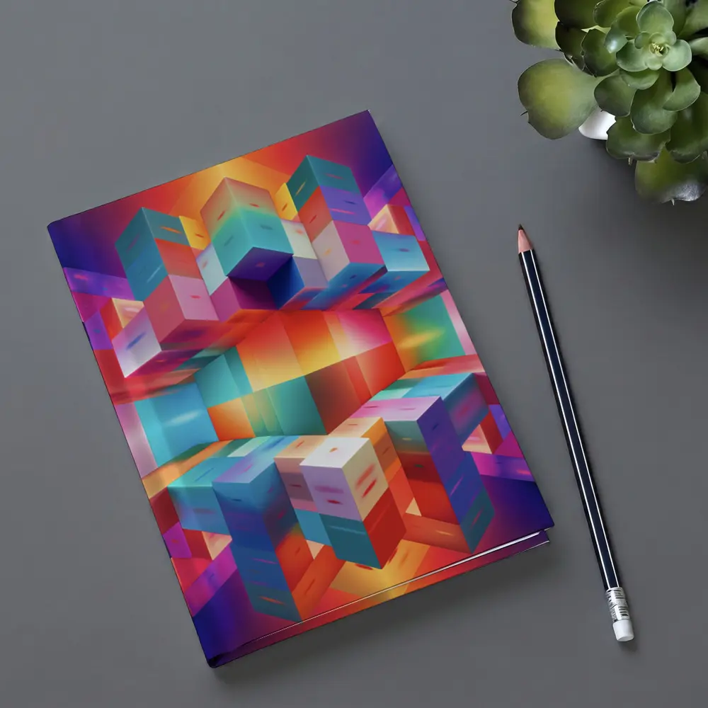 Colorful 3D Cubes Abstract Geometric Art – Notebooks