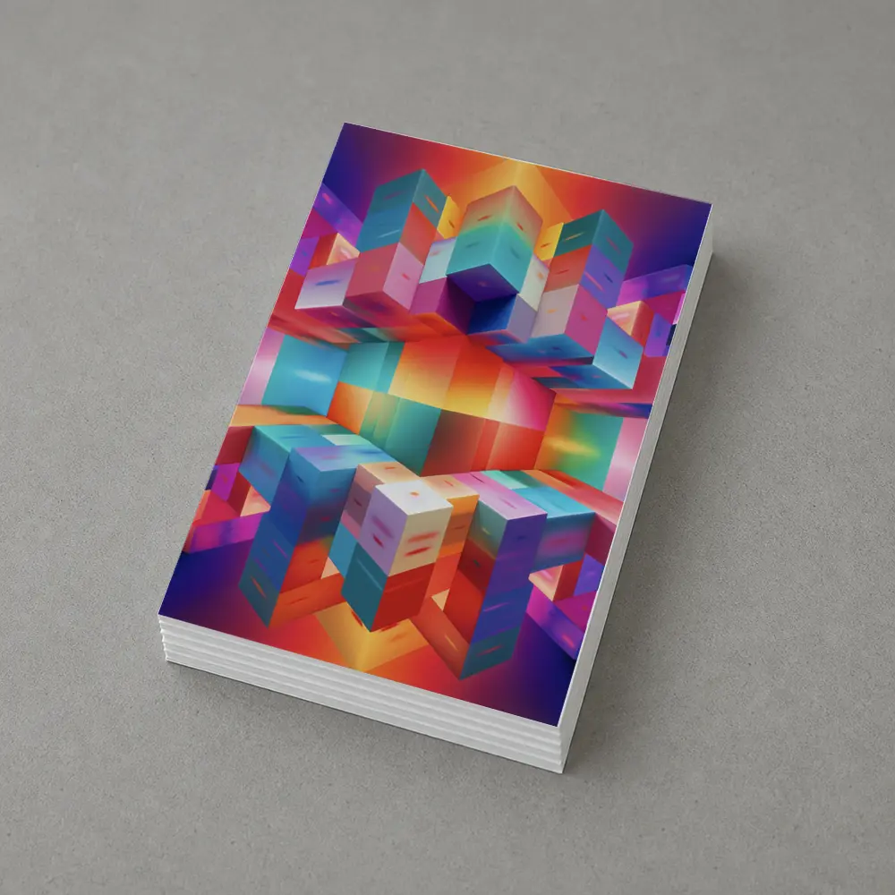 Colorful 3D Cubes Abstract Geometric Art – Postcards