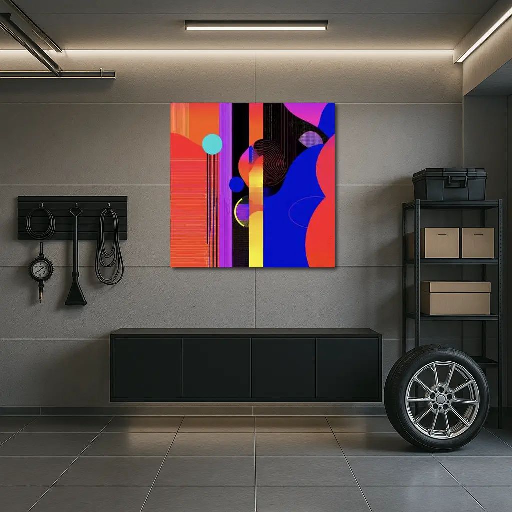 Bold Geometric Abstract Art Blue Red – Wall Art