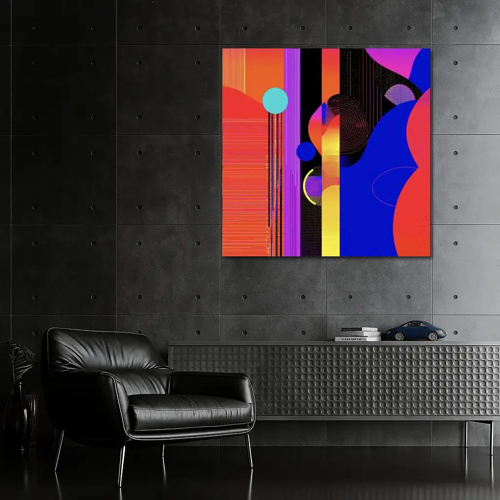 Bold Geometric Abstract Art Blue Red – Wall Art