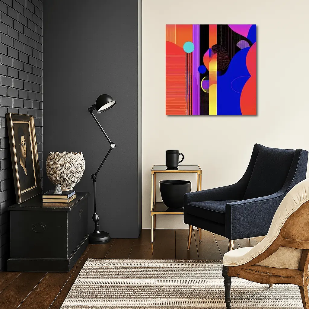 Bold Geometric Abstract Art Blue Red – Wall Art