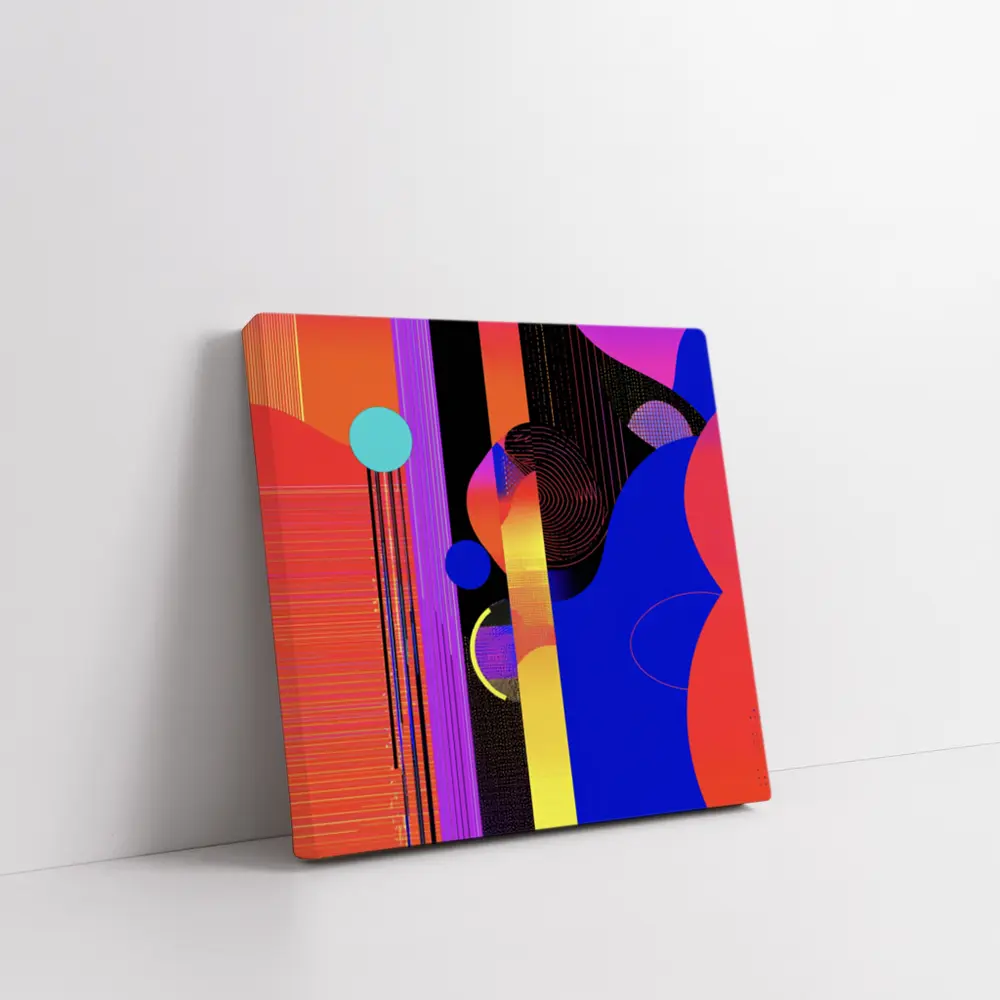 Bold Geometric Abstract Art Blue Red – Wall Art