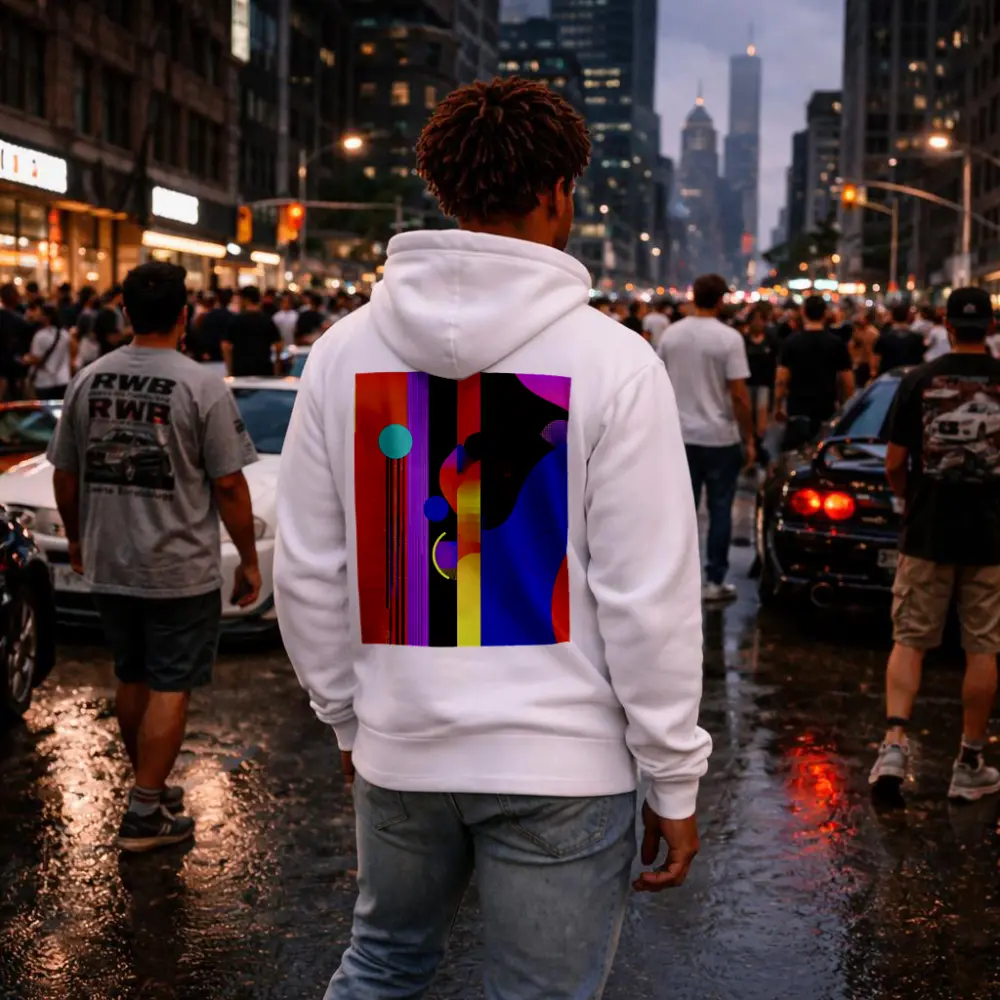Bold Geometric Abstract Art Blue Red – Hoodies